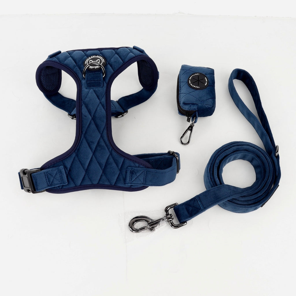 Detailfoto Velvet Cobalt Dream honden set van luxe kobalt blauw fluweel