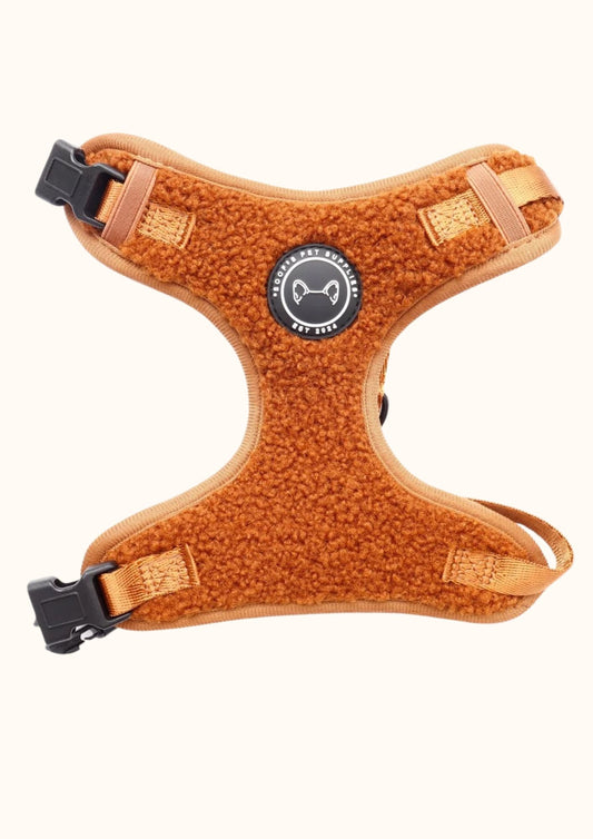 Hondentuig TeddyWalks cognac met extra neksluiting