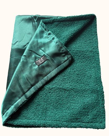 Luxury Dog Blanket Emerald Green – Velours &amp; Fleece – 78 x 100 cm