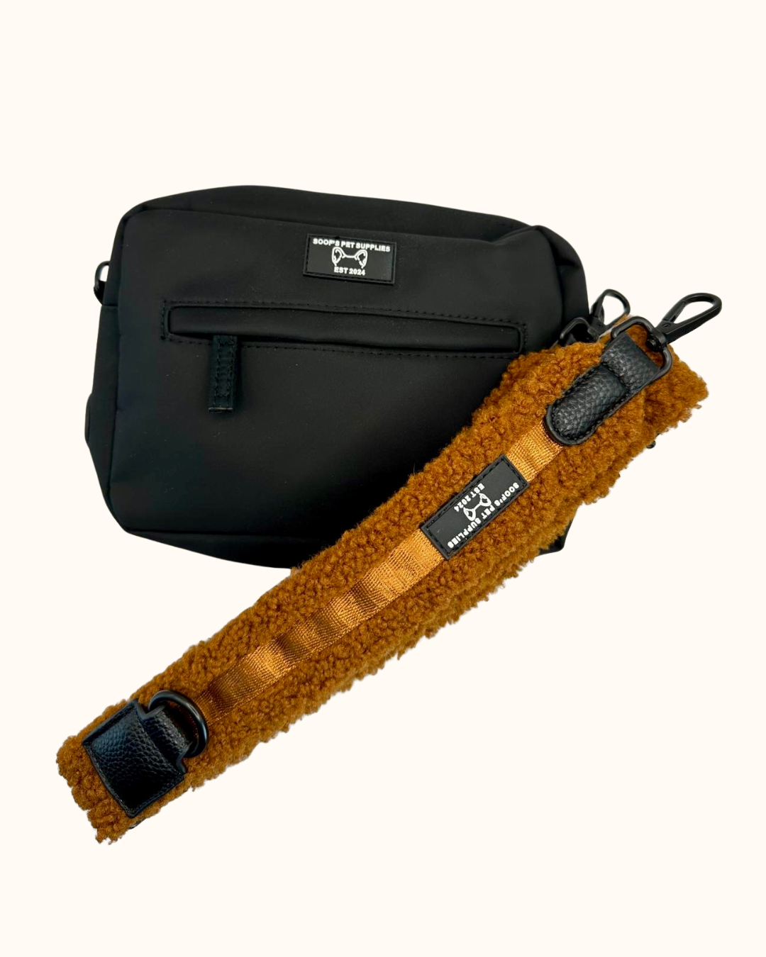 Dog Walking Bag – TeddyWalks Cognac Shoulder Strap