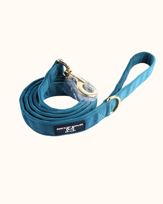 Hondenriem Velvet - Emerald Blue