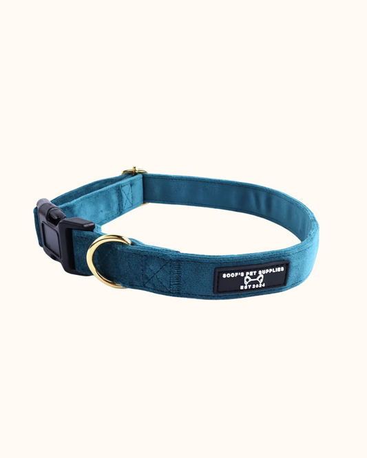 Hondenhalsband Velvet - Emerald Blue