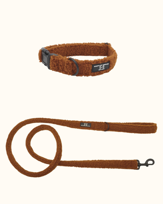 Teddy Walks set - Cognac Met Halsband & Riem