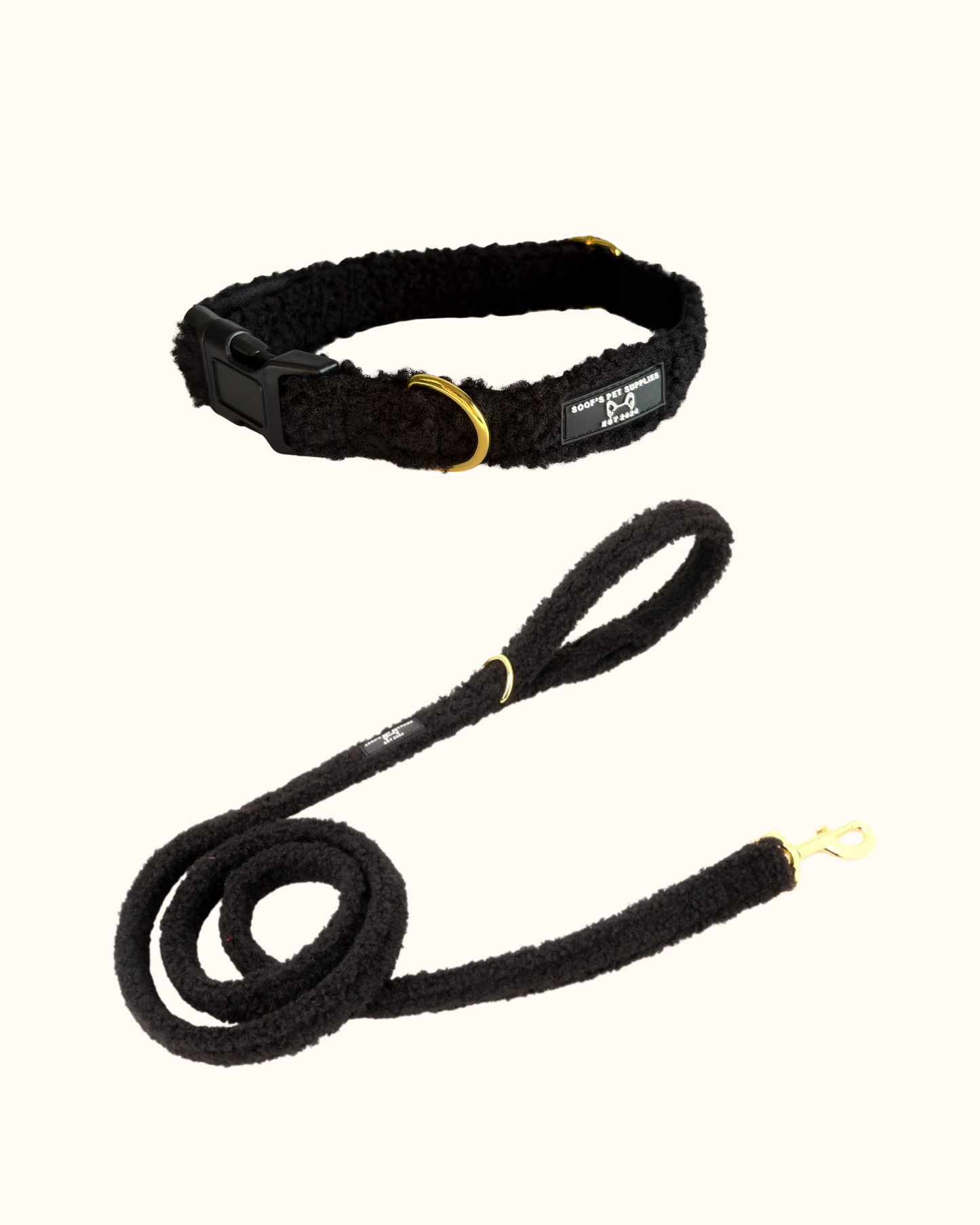 Teddy Walks set - Zwart Met Halsband &Riem