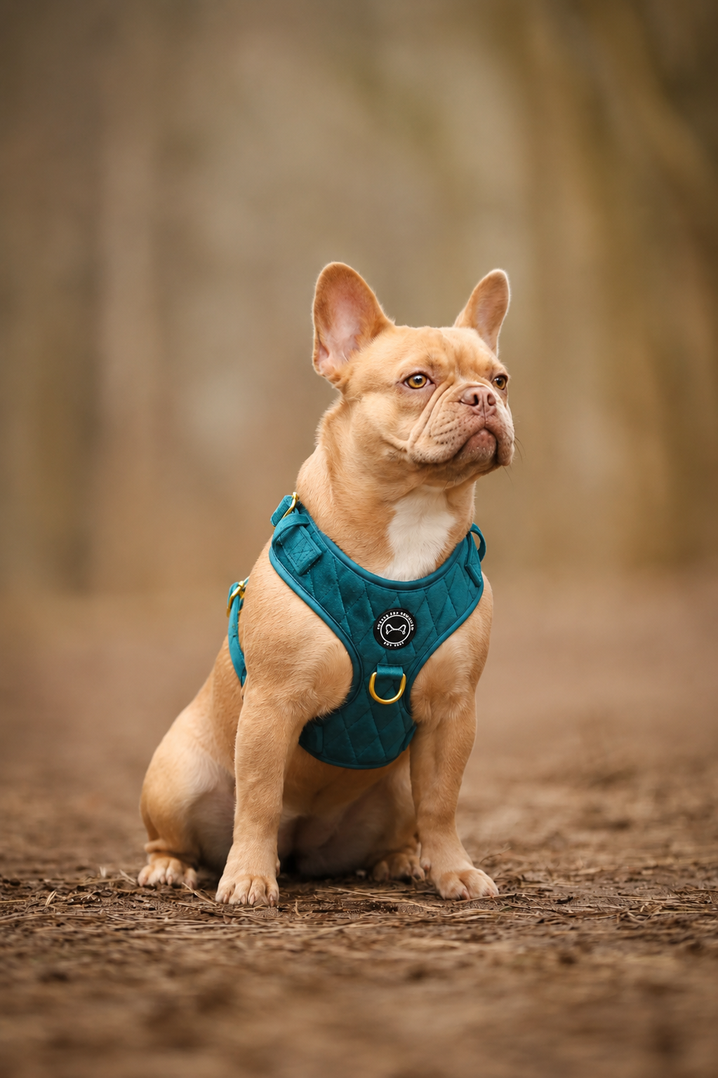 Hondentuig in velvet Emerald Blue – verstelbaar, zacht en stijlvol tuigje voor je hond