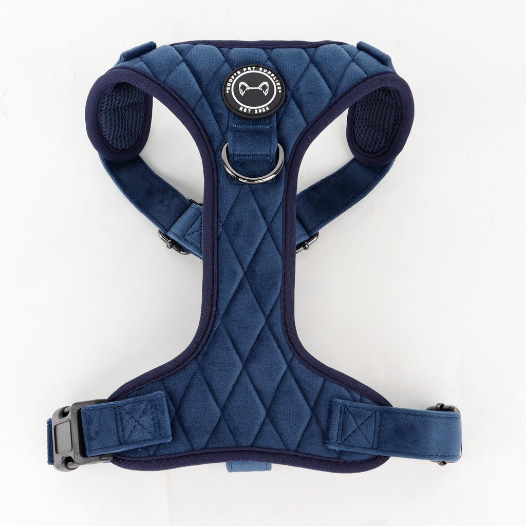 Detailfoto van het verstelbare sluitingssysteem van het Velvet Cobalt Dream tuig"